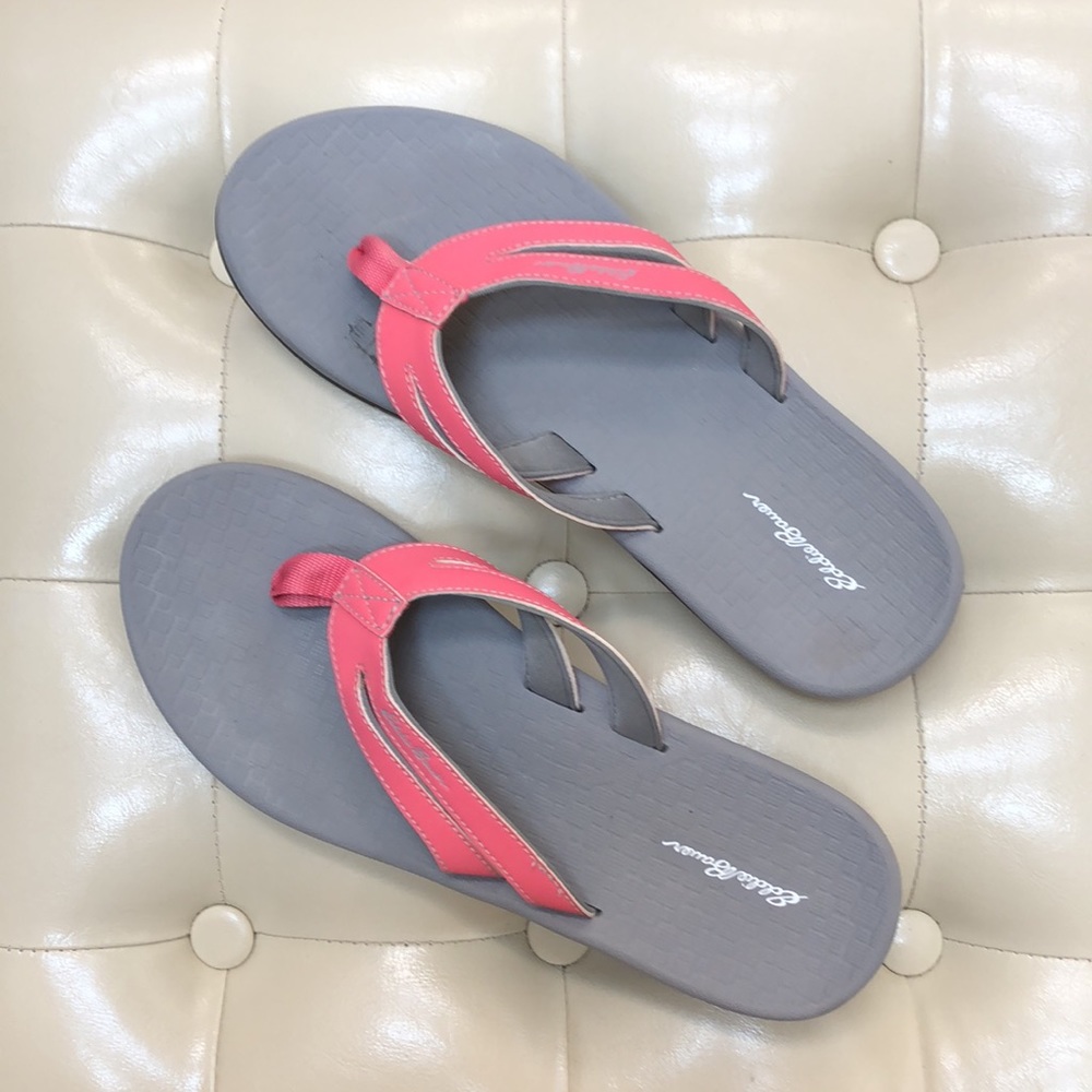Eddie Bauer Gray Footbed Sandals with Pink Straps